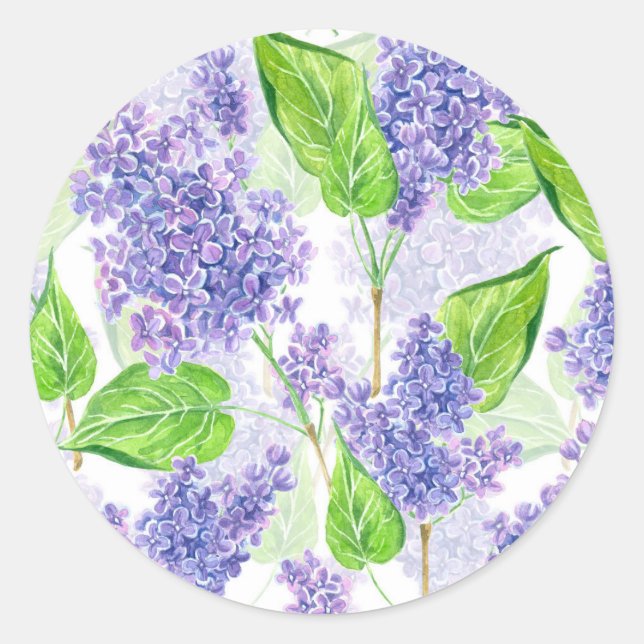 Sticker Rond Fleurs lilas aquarelles (Devant)