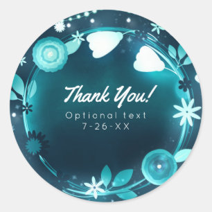 Sticker Rond Fleurs Lumineuses Jardin de Nuit Mariage Cadeau
