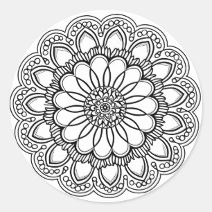 STICKER ROND FLEURS MANDALA ART POUR LA MÉDITATION SPIRITUELLE
