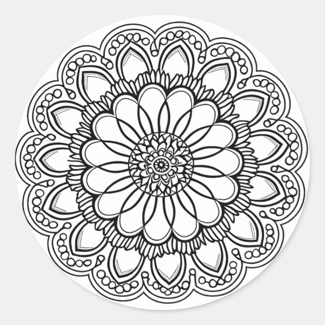 STICKER ROND FLEURS MANDALA ART POUR LA MÉDITATION SPIRITUELLE (Devant)
