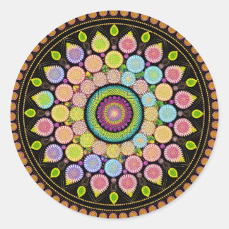 STICKER ROND FLEURS MANDALA ART POUR LA MÉDITATION SPIRITUELLE
