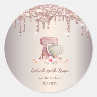 Sticker Rond Fleurs Mixer Rose Parties scintillant or Drives Bo