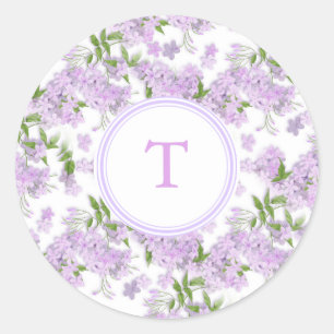 Sticker Rond Fleurs Monogrammes Wisteria