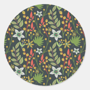 Sticker Rond Fleurs motifs colorées florales sans couture et qu