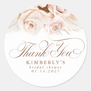 Sticker Rond Fleurs Pastel Douces Merci Pampas Grass