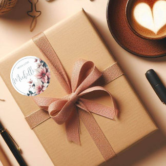 Sticker Rond Fleurs pastel personnalisables avec amour 