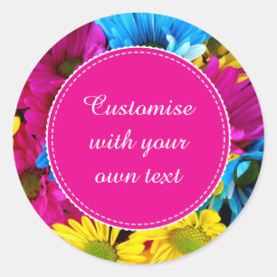 Sticker Rond Fleurs personnalisées de couleurs fluorescentes Te