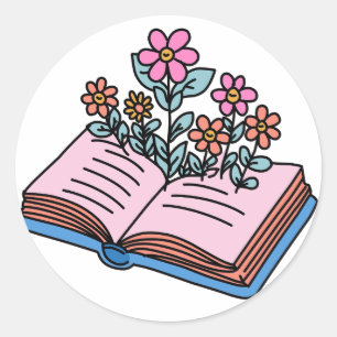 Sticker Rond fleurs poussant dans le livre