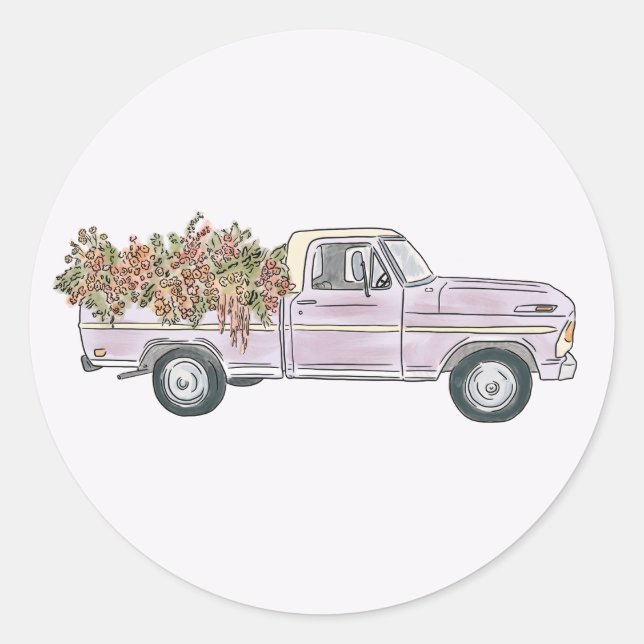 Sticker Rond fleurs ramassent camion (Devant)