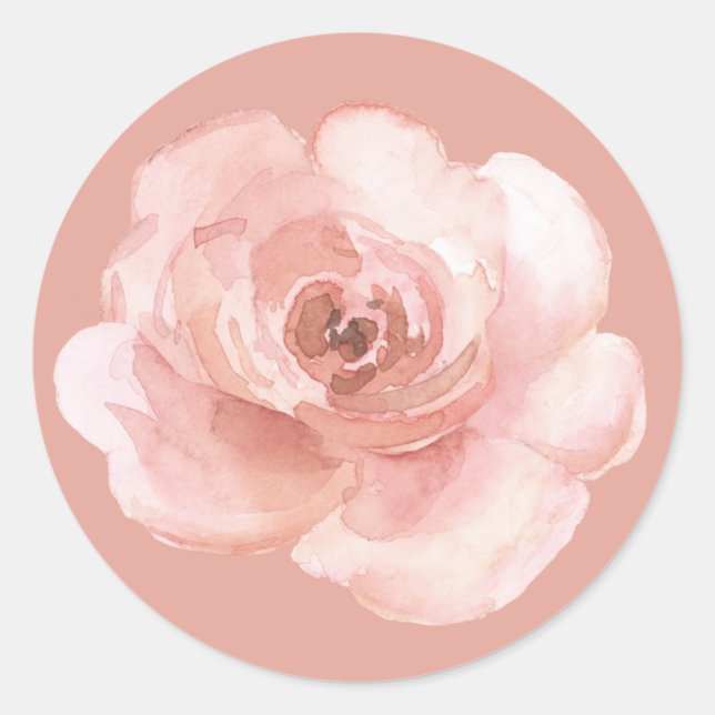 Sticker Rond Fleurs roses aquarelle élégantes féminines (Devant)