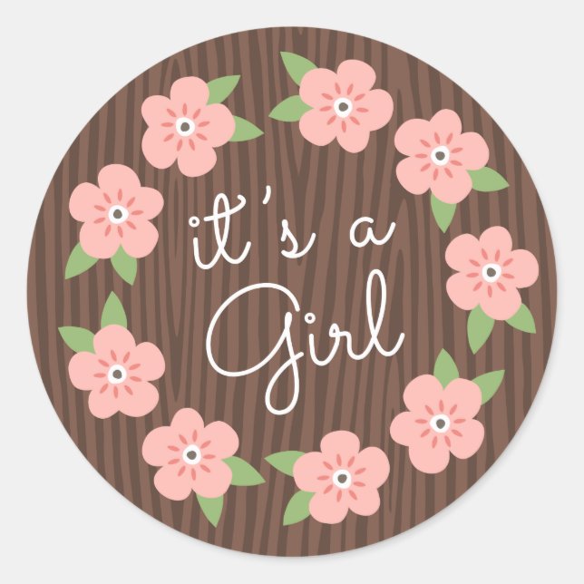 Sticker Rond Fleurs roses couronnes florales c'est un baby show (Devant)