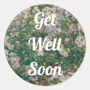 Sticker Rond Fleurs roses de guérison rapide Windflowers vintag