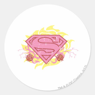 Sticker Rond Fleurs roses de Supergirl