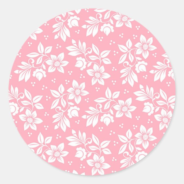 Sticker Rond Fleurs roses douces (Devant)