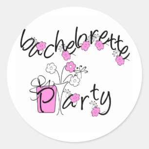 Sticker Rond Fleurs roses et noires Bachelorette Party
