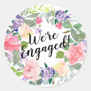 Sticker Rond Fleurs roses et violettes Nous sommes engagés dans