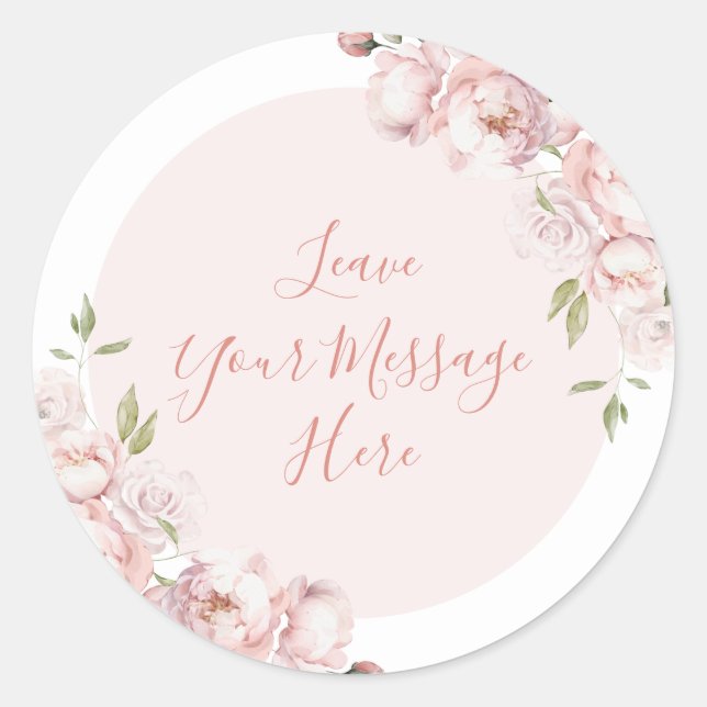 Sticker Rond Fleurs Roses Fille Bébé En Fleur Aimez Votre Messa (Devant)