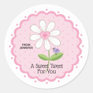 Sticker Rond Fleurs roses personnalisables pour la Saint-Valent
