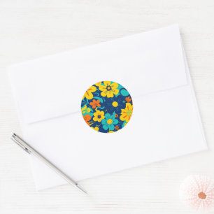 Sticker Rond Fleurs Rush Colorées-Dopamine Style-Retro