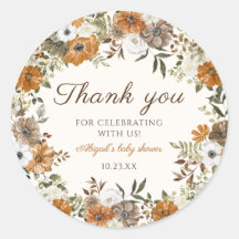 Fleurs Rustiques d'Automne Baby Shower Merci