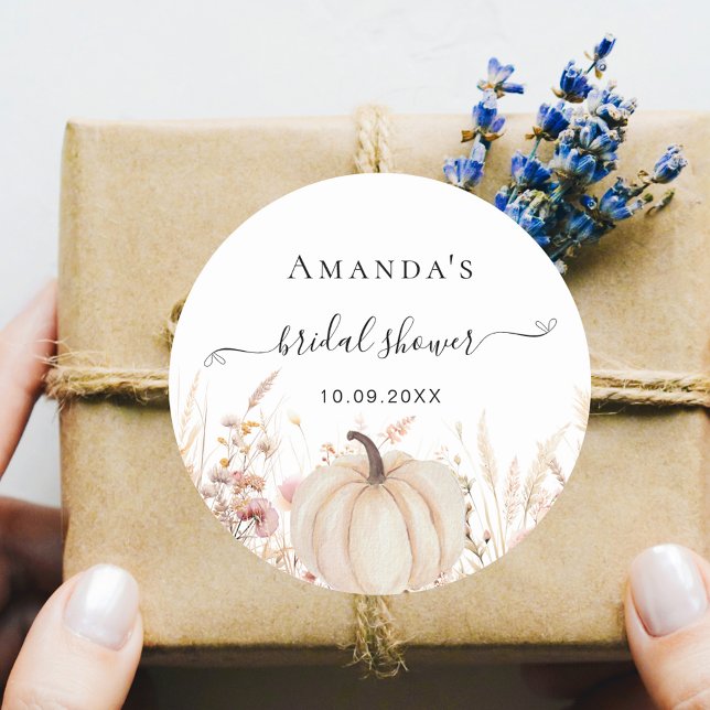 Sticker Rond Fleurs sauvages automne pêche amour citrouille dou (Créateur téléchargé)