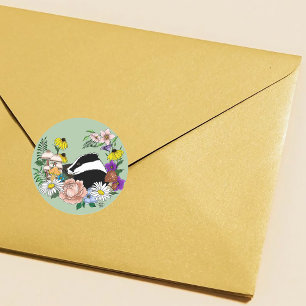 Sticker Rond Fleurs sauvages Badger Vert