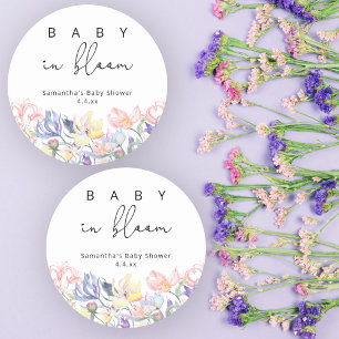 Sticker Rond Fleurs sauvages - Bébé en fleurs baby shower