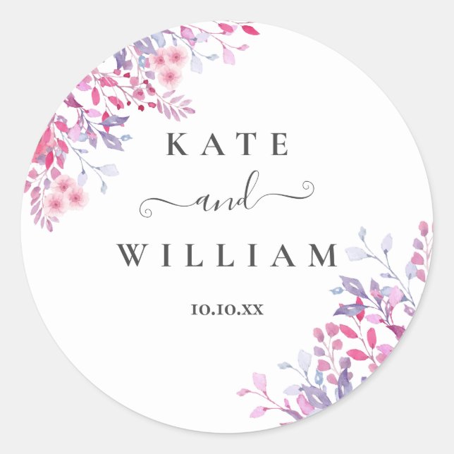 Sticker Rond Fleurs sauvages de la campagne violet Mariage flor (Devant)