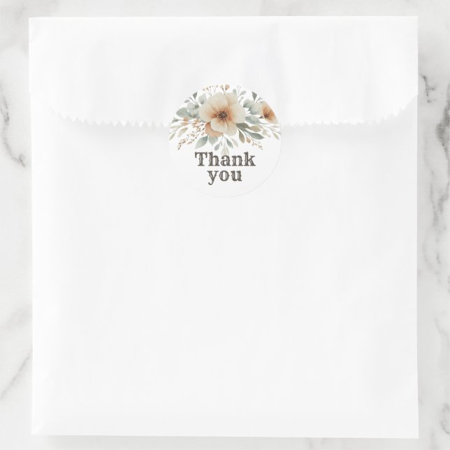 Sticker Rond Fleurs sauvages de l'Ouest merci (Sac)