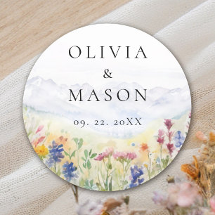 Sticker Rond Fleurs Sauvages de Montagne Prairie Florale Rustiq