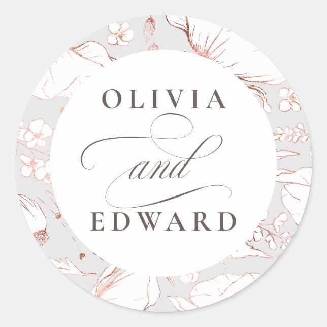 Sticker Rond Fleurs sauvages dessinés à la main Élégant Mariage (Devant)