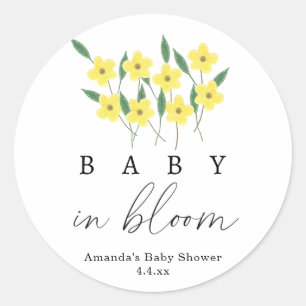 Sticker Rond Fleurs sauvages jaunes - Bébé en fleurs