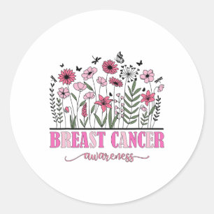 Sticker Rond Fleurs Sensibilisation au cancer du sein Femmes Ca