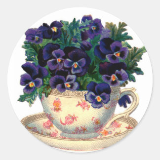 Sticker Rond Fleurs Teacup
