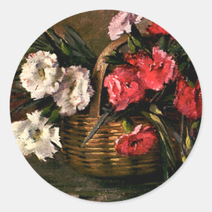Sticker Rond Fleurs victoriennes vintages, oeillets floraux