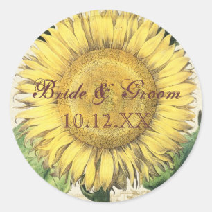 Sticker Rond Fleurs vintages - Mariage de automne d'automne