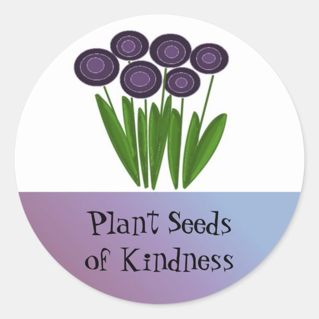 Sticker Rond Fleurs violettes avec Motivation dire (Devant)