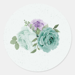 Sticker Rond fleurs violettes bleues verdure botanique