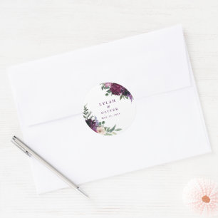 Sticker Rond Fleurs violettes luxuriantes Mariage romantique