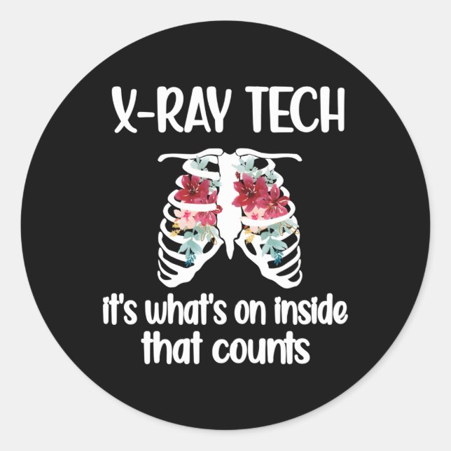 Sticker Rond Fleurs X-Ray Tech Rt Rad Tech Technologue X-Ray (Devant)
