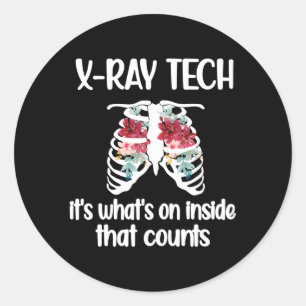 Sticker Rond Fleurs X-Ray Tech Rt Rad Tech Technologue X-Ray