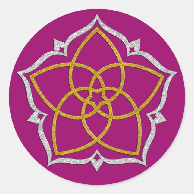 Sticker Rond FLEUVE DE VENUS / Vénusblume Lotus GOLD SILVER (Devant)