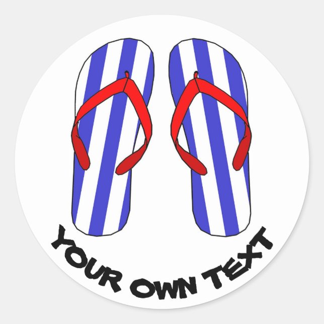 Sticker Rond Flip Flops Plage Sandales Texte Personnalisé (Devant)