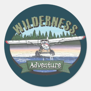 Sticker Rond Floatplane Aviation Wilderness Adventure
