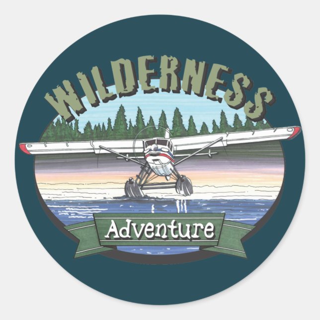 Sticker Rond Floatplane Aviation Wilderness Adventure (Devant)