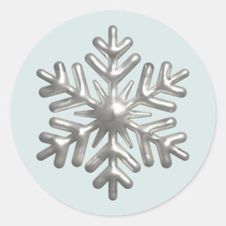 Sticker Rond Flocon de neige argenté 3D Noël bleu