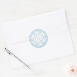 Sticker Rond Flocon de neige blanc (bleu givré)
