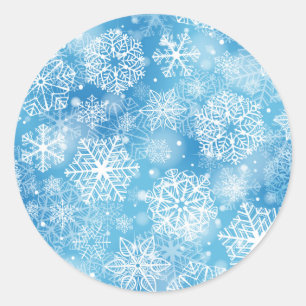 Sticker Rond Flocon de neige bleu