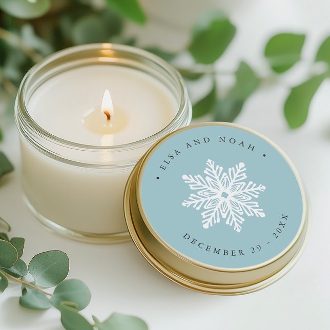 Sticker Rond Flocon de neige bleu clair Noël Mariage (Créateur téléchargé)