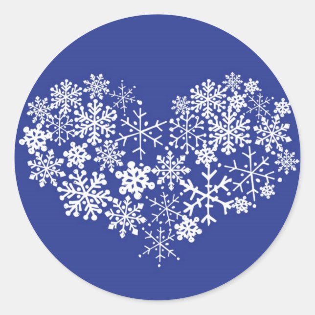 Sticker Rond Flocon de neige Coeur d'hiver Mariage Favoriser En (Devant)